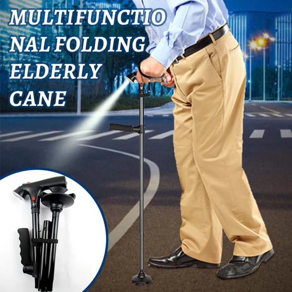 🎉 LIMITED TIME 50% OFF! 🦯 Multifunctional Folding Cane – Safe Steps, Day & Night ⏰
