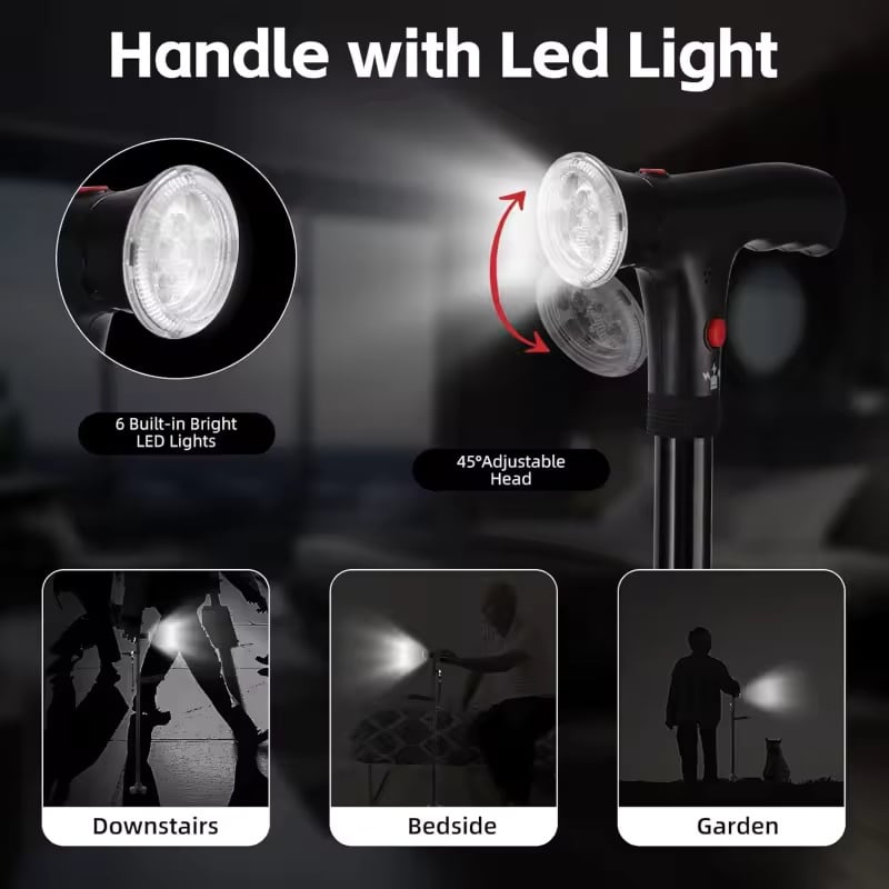 🎉 LIMITED TIME 50% OFF! 🦯 Multifunctional Folding Cane – Safe Steps, Day & Night ⏰